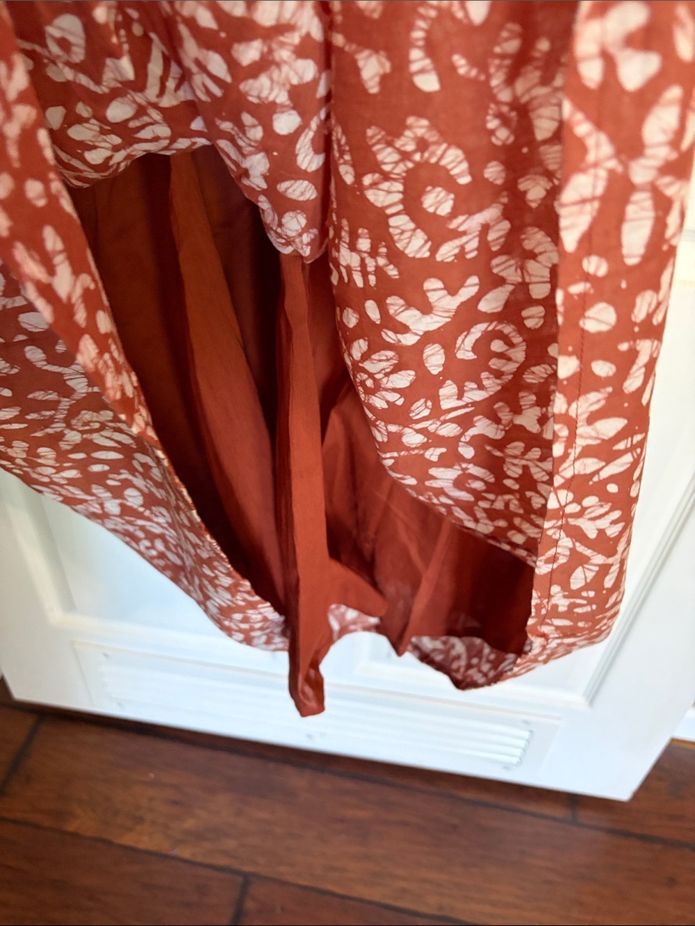 NWT Banjanan Rust Floral Ruffle Midi Dress - Picture 7 of 16
